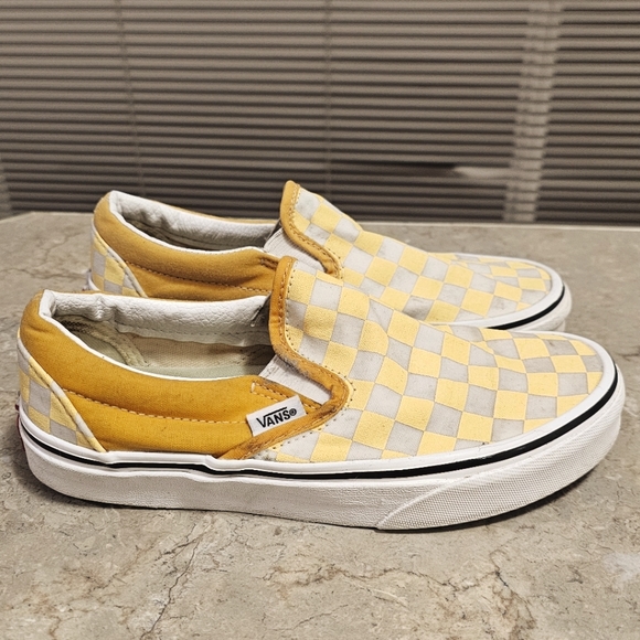 Vans Classic VN0A5JMHF3X Men's Yellow White Checkerboard Skate Shoes Sz 4/5.5 - Picture 6 of 9